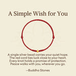 Buddha Stones "A Simple Wish for You" 925 Sterling Silver Plated Gold Single Bead Red Rope Bracelet Anklet Includes Gift Message Card