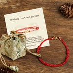 Buddha Stones "May Endless Luck Find You" Infinity Charm Brass Red String Bracelet Includes Gift Message Card