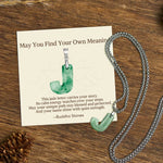 Buddha Stones "May You Find Your Own Meaning" Natural A-Z Letter Jade Titanium Steel Chain Necklace Includes Gift Message Card
