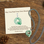 Buddha Stones "May You Find Your Own Meaning" Natural A-Z Letter Jade Titanium Steel Chain Necklace Includes Gift Message Card