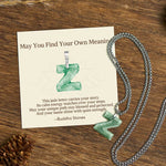 Buddha Stones "May You Find Your Own Meaning" Natural A-Z Letter Jade Titanium Steel Chain Necklace Includes Gift Message Card