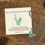 Buddha Stones "May You Find Your Own Meaning" Natural A-Z Letter Jade Titanium Steel Chain Necklace Includes Gift Message Card