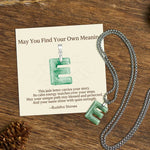 Buddha Stones "May You Find Your Own Meaning" Natural A-Z Letter Jade Titanium Steel Chain Necklace Includes Gift Message Card