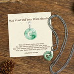Buddha Stones "May You Find Your Own Meaning" Natural A-Z Letter Jade Titanium Steel Chain Necklace Includes Gift Message Card