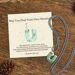Buddha Stones "May You Find Your Own Meaning" Natural A-Z Letter Jade Titanium Steel Chain Necklace Includes Gift Message Card