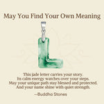 Buddha Stones "May You Find Your Own Meaning" Natural A-Z Letter Jade Titanium Steel Chain Necklace Includes Gift Message Card