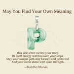 Buddha Stones "May You Find Your Own Meaning" Natural A-Z Letter Jade 925 Sterling Silver Chain Necklace Includes Gift Message Card
