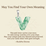 Buddha Stones "May You Find Your Own Meaning" Natural A-Z Letter Jade 925 Sterling Silver Chain Necklace Includes Gift Message Card