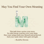 Buddha Stones "May You Find Your Own Meaning" Natural A-Z Letter Jade 925 Sterling Silver Chain Necklace Includes Gift Message Card