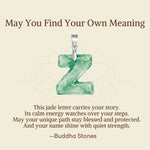Buddha Stones "May You Find Your Own Meaning" Natural A-Z Letter Jade Titanium Steel Chain Necklace Includes Gift Message Card