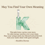 Buddha Stones "May You Find Your Own Meaning" Natural A-Z Letter Jade 925 Sterling Silver Chain Necklace Includes Gift Message Card