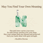 Buddha Stones "May You Find Your Own Meaning" Natural A-Z Letter Jade 925 Sterling Silver Chain Necklace Includes Gift Message Card