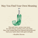 Buddha Stones "May You Find Your Own Meaning" Natural A-Z Letter Jade Titanium Steel Chain Necklace Includes Gift Message Card