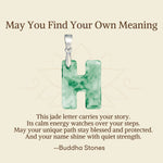 Buddha Stones "May You Find Your Own Meaning" Natural A-Z Letter Jade 925 Sterling Silver Chain Necklace Includes Gift Message Card