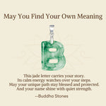 Buddha Stones "May You Find Your Own Meaning" Natural A-Z Letter Jade Titanium Steel Chain Necklace Includes Gift Message Card