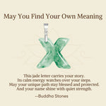 Buddha Stones "May You Find Your Own Meaning" Natural A-Z Letter Jade 925 Sterling Silver Chain Necklace Includes Gift Message Card