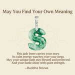 Buddha Stones "May You Find Your Own Meaning" Natural A-Z Letter Jade Titanium Steel Chain Necklace Includes Gift Message Card