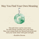 Buddha Stones "May You Find Your Own Meaning" Natural A-Z Letter Jade Titanium Steel Chain Necklace Includes Gift Message Card