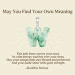Buddha Stones "May You Find Your Own Meaning" Natural A-Z Letter Jade 925 Sterling Silver Chain Necklace Includes Gift Message Card