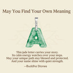 Buddha Stones "May You Find Your Own Meaning" Natural A-Z Letter Jade 925 Sterling Silver Chain Necklace Includes Gift Message Card