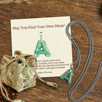 Buddha Stones "May You Find Your Own Meaning" Natural A-Z Letter Jade Titanium Steel Chain Necklace Includes Gift Message Card