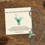 Buddha Stones "May You Find Your Own Meaning" Natural A-Z Letter Jade Titanium Steel Chain Necklace Includes Gift Message Card