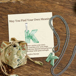 Buddha Stones "May You Find Your Own Meaning" Natural A-Z Letter Jade Titanium Steel Chain Necklace Includes Gift Message Card