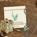 Buddha Stones "May You Find Your Own Meaning" Natural A-Z Letter Jade Titanium Steel Chain Necklace Includes Gift Message Card