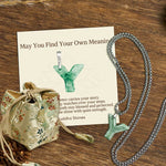 Buddha Stones "May You Find Your Own Meaning" Natural A-Z Letter Jade Titanium Steel Chain Necklace Includes Gift Message Card