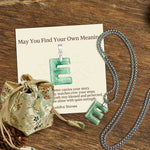 Buddha Stones "May You Find Your Own Meaning" Natural A-Z Letter Jade Titanium Steel Chain Necklace Includes Gift Message Card