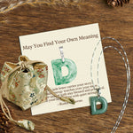 Buddha Stones "May You Find Your Own Meaning" Natural A-Z Letter Jade 925 Sterling Silver Chain Necklace Includes Gift Message Card