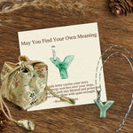 Buddha Stones "May You Find Your Own Meaning" Natural A-Z Letter Jade Titanium Steel Chain Necklace Includes Gift Message Card