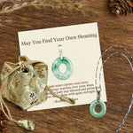 Buddha Stones "May You Find Your Own Meaning" Natural A-Z Letter Jade 925 Sterling Silver Chain Necklace Includes Gift Message Card