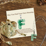 Buddha Stones "May You Find Your Own Meaning" Natural A-Z Letter Jade Titanium Steel Chain Necklace Includes Gift Message Card