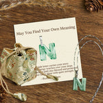 Buddha Stones "May You Find Your Own Meaning" Natural A-Z Letter Jade Titanium Steel Chain Necklace Includes Gift Message Card