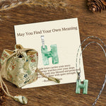 Buddha Stones "May You Find Your Own Meaning" Natural A-Z Letter Jade Titanium Steel Chain Necklace Includes Gift Message Card