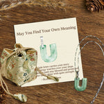 Buddha Stones "May You Find Your Own Meaning" Natural A-Z Letter Jade Titanium Steel Chain Necklace Includes Gift Message Card
