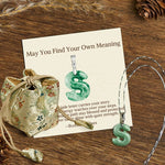 Buddha Stones "May You Find Your Own Meaning" Natural A-Z Letter Jade Titanium Steel Chain Necklace Includes Gift Message Card