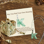 Buddha Stones "May You Find Your Own Meaning" Natural A-Z Letter Jade Titanium Steel Chain Necklace Includes Gift Message Card