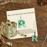 Buddha Stones "May You Find Your Own Meaning" Natural A-Z Letter Jade Titanium Steel Chain Necklace Includes Gift Message Card