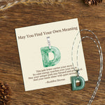 Buddha Stones "May You Find Your Own Meaning" Natural A-Z Letter Jade Titanium Steel Chain Necklace Includes Gift Message Card