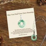 Buddha Stones "May You Find Your Own Meaning" Natural A-Z Letter Jade Titanium Steel Chain Necklace Includes Gift Message Card