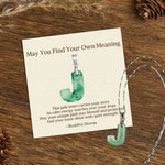 Buddha Stones "May You Find Your Own Meaning" Natural A-Z Letter Jade Titanium Steel Chain Necklace Includes Gift Message Card