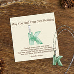 Buddha Stones "May You Find Your Own Meaning" Natural A-Z Letter Jade Titanium Steel Chain Necklace Includes Gift Message Card
