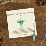 Buddha Stones "May You Find Your Own Meaning" Natural A-Z Letter Jade Titanium Steel Chain Necklace Includes Gift Message Card