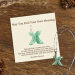 Buddha Stones "May You Find Your Own Meaning" Natural A-Z Letter Jade Titanium Steel Chain Necklace Includes Gift Message Card