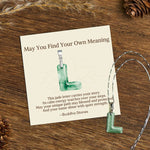 Buddha Stones "May You Find Your Own Meaning" Natural A-Z Letter Jade Titanium Steel Chain Necklace Includes Gift Message Card