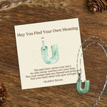 Buddha Stones "May You Find Your Own Meaning" Natural A-Z Letter Jade Titanium Steel Chain Necklace Includes Gift Message Card