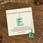 Buddha Stones "May You Find Your Own Meaning" Natural A-Z Letter Jade Titanium Steel Chain Necklace Includes Gift Message Card
