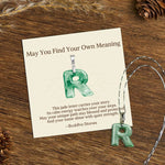 Buddha Stones "May You Find Your Own Meaning" Natural A-Z Letter Jade Titanium Steel Chain Necklace Includes Gift Message Card